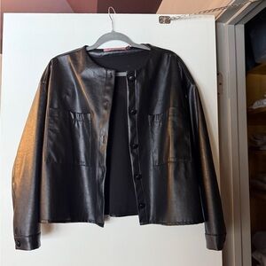 Pashmina Black Leather Women's Jacket